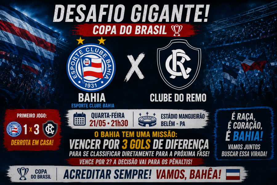 BAHIA X REMO: DIFÍCIL MAS NÃO IMPOSSÍVEL