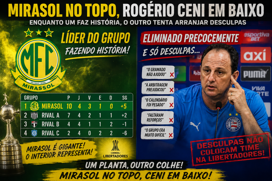 Mirassol dá exemplo enquanto Rogério Ceni coleciona justificativas