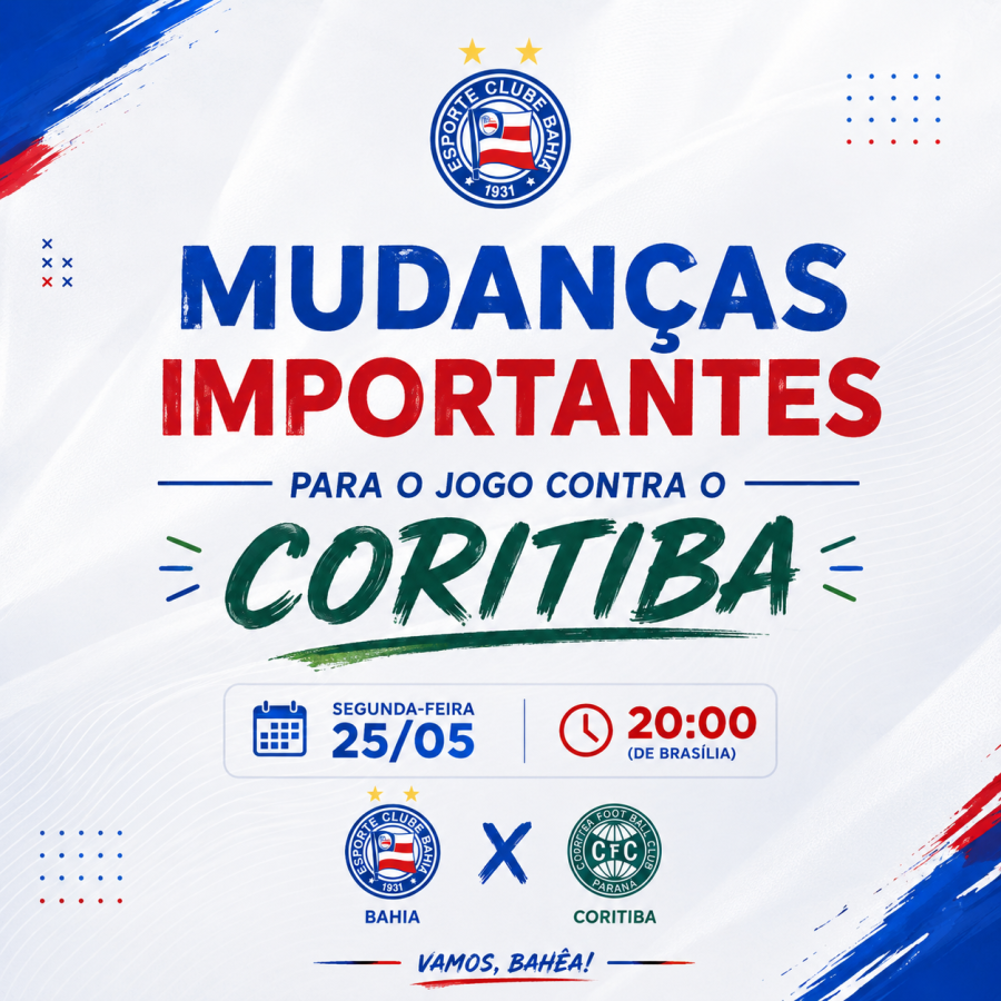 Bahia terá mudanças importantes contra o Coritiba