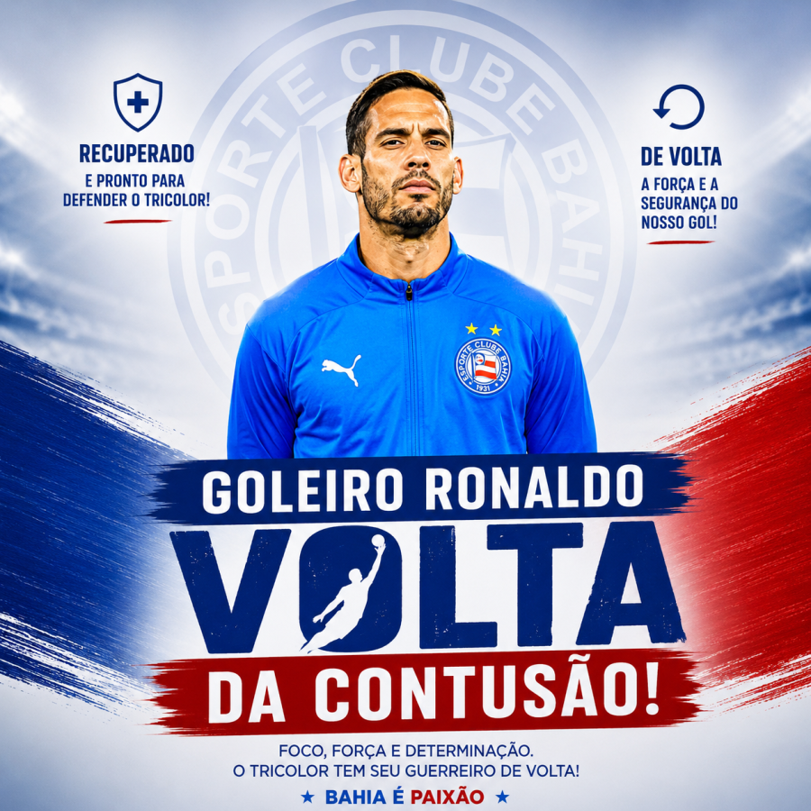Ronaldo reaparece e pode voltar ao gol do Bahia contra o Botafogo